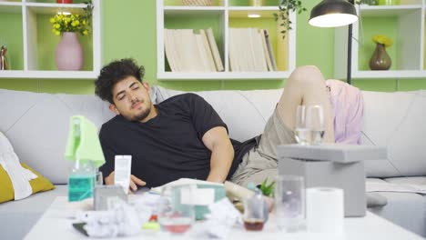 the clumsy and lazy man pours water on him.