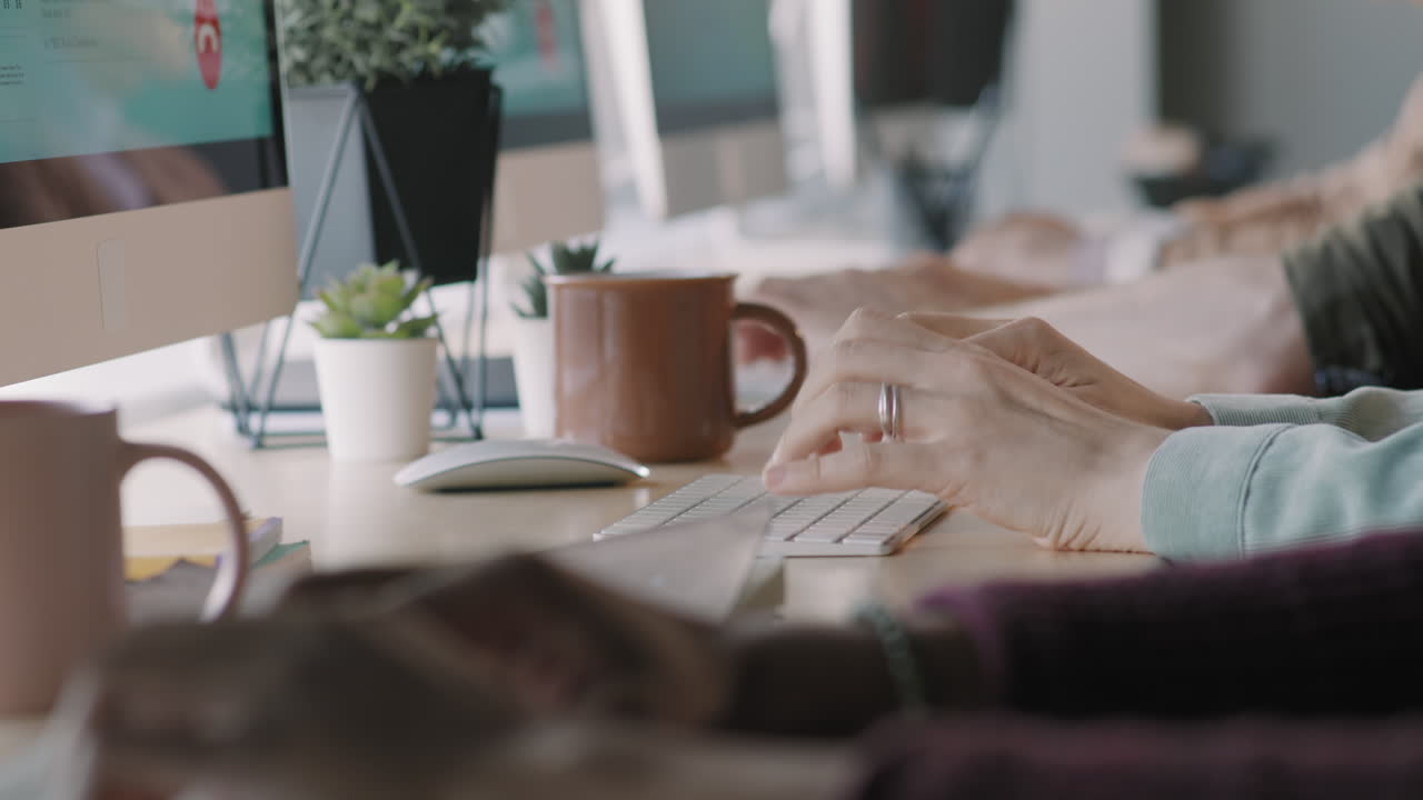 People working at computers in a modern office