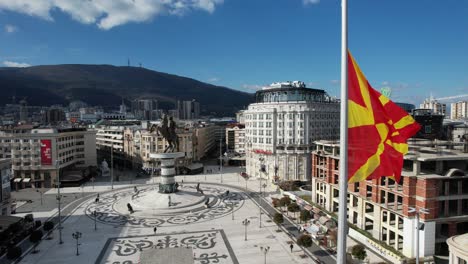 national flag in macedonia square