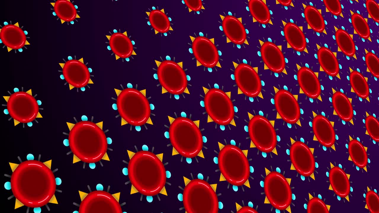 Animazione di forme rosse simili a fiori che appaiono su sfondo rosso scuro