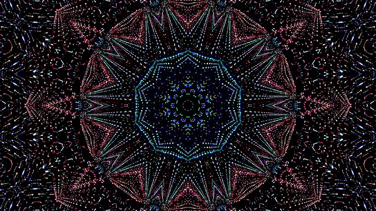 hermoso caleidoscopio abstracto que brilla, una luz radiante que regula los movimientos sutiles