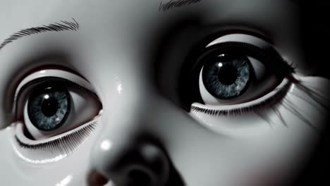 close-up of a doll's eyes