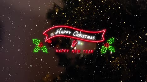 Animation-of-season's-greetings-text-over-christmas-tree