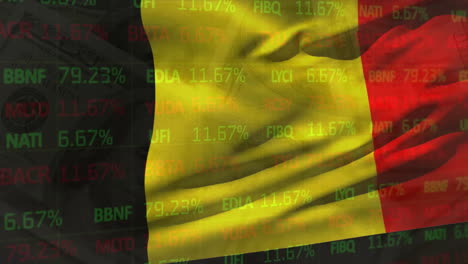 animation of german flag over financial data processing