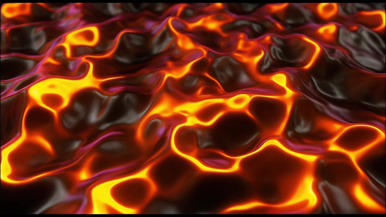 Lava Liquida Astratta che Scorre con Texture Luminosa Arancione e Nera.