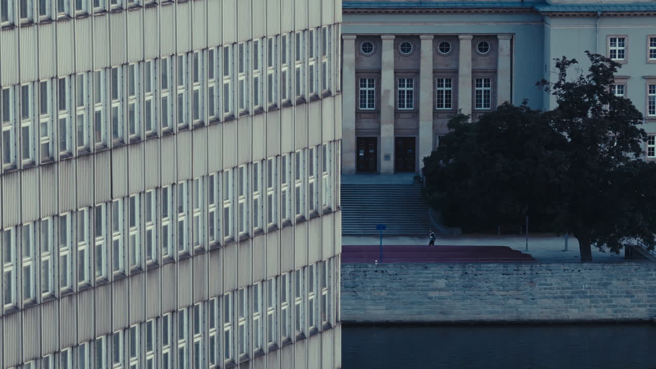 Berlin Cityscape with Government Building and River