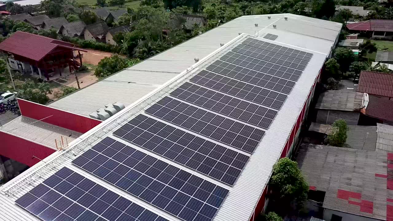 4k antena de techo solar del almacén, avión no tripulado