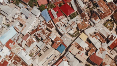 aerial top view of zanzibar roofs in stone town, tanzania