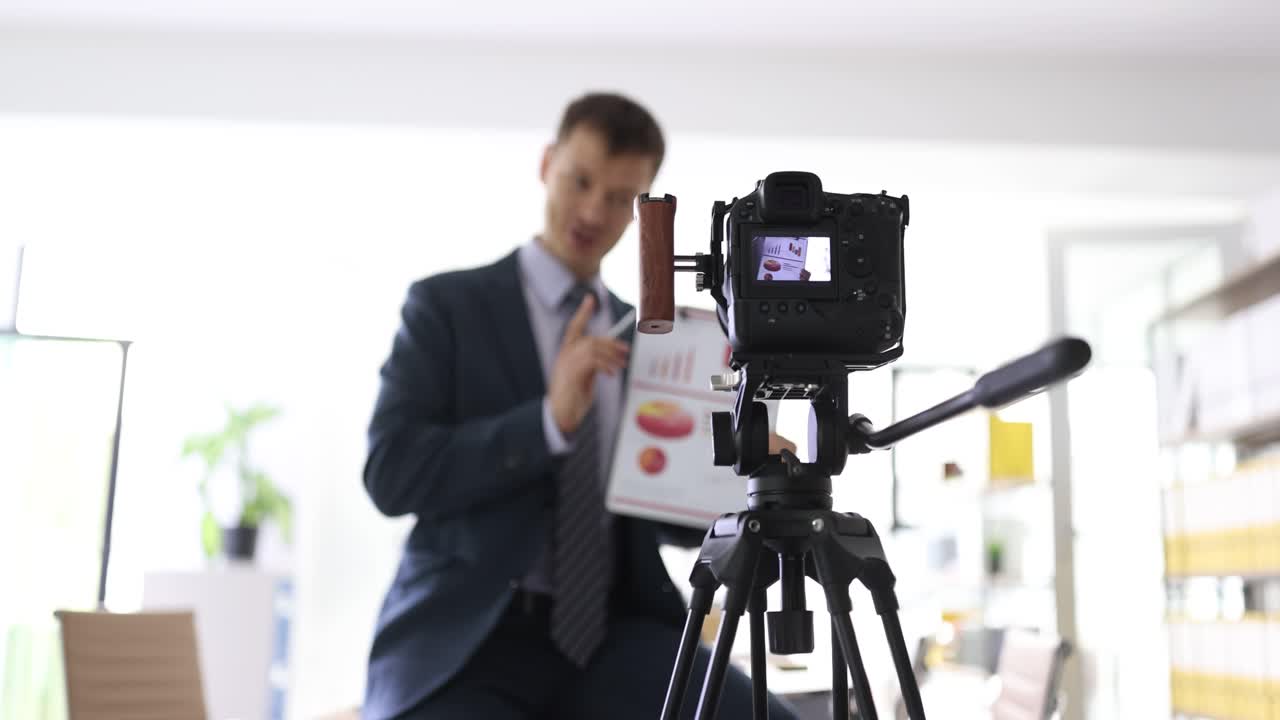 Business presentation with charts