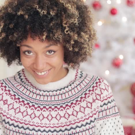 attractive young woman in christmas winter fashion