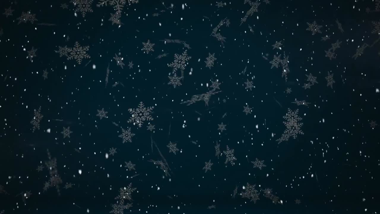 Animation of snow falling on blue background