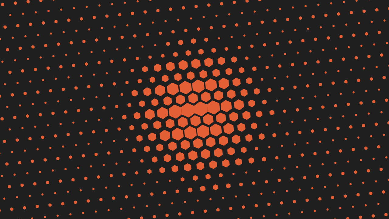 Black and orange hexagons pattern