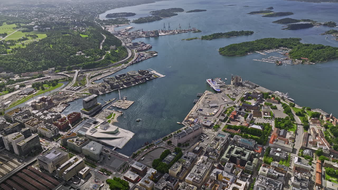 오슬로 노르웨이 v 시네마틱 하이 앵글 버드 아이