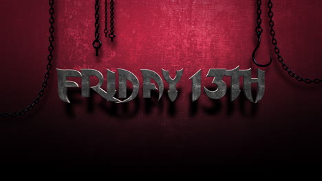 friday 13th with metal chain on dark red texture