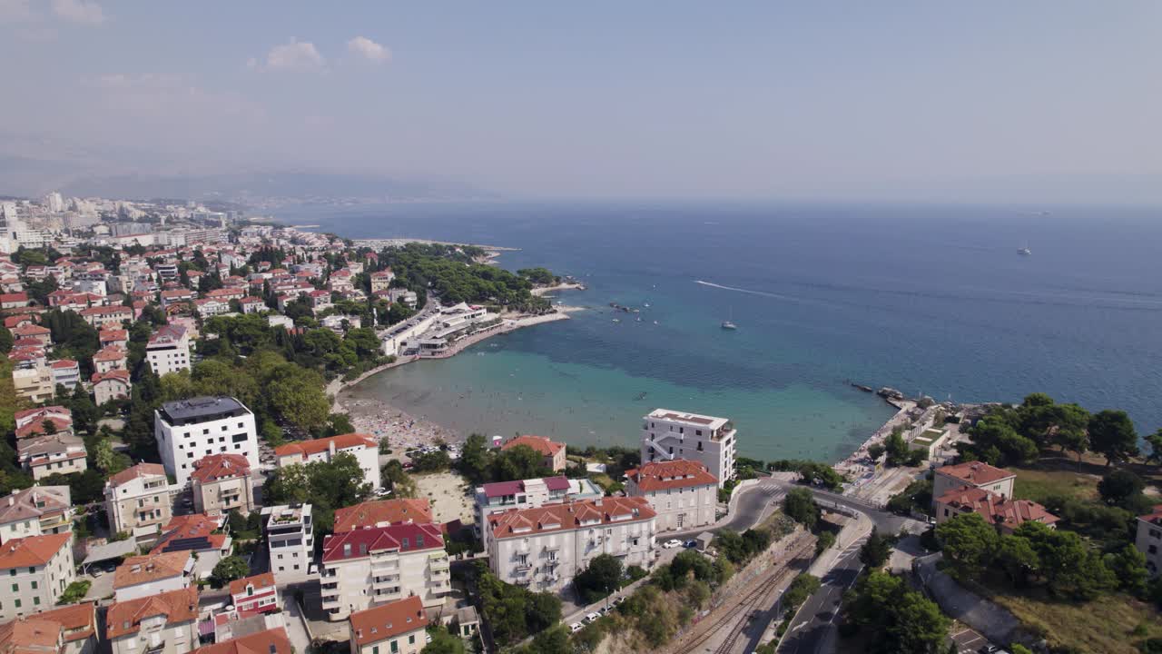 Aerial: Split's Bacvice Beach Croatia
