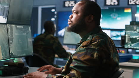 intelligence agent in base of operations completes mission during world war 3