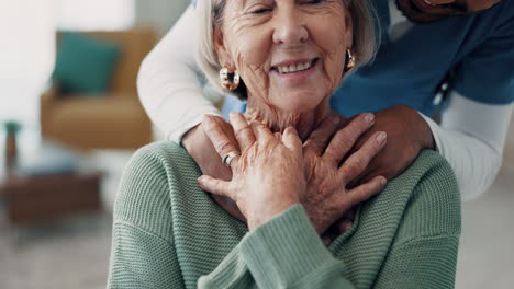 Senior-woman,-nurse-and-hug-for-support