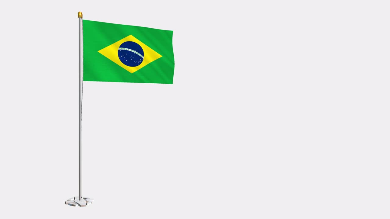 video de bucle de la bandera de brasil revoloteando en el viento, video en cámara lenta de 4k, con canal alfa