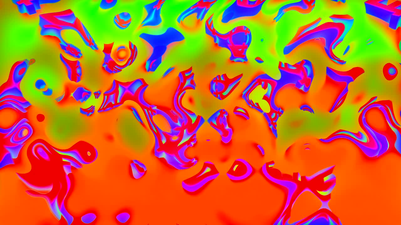 Psychedelicky zbarvené, jasné abstraktní 3D pozadí z počítačové grafiky, barevné síťové pozadí.