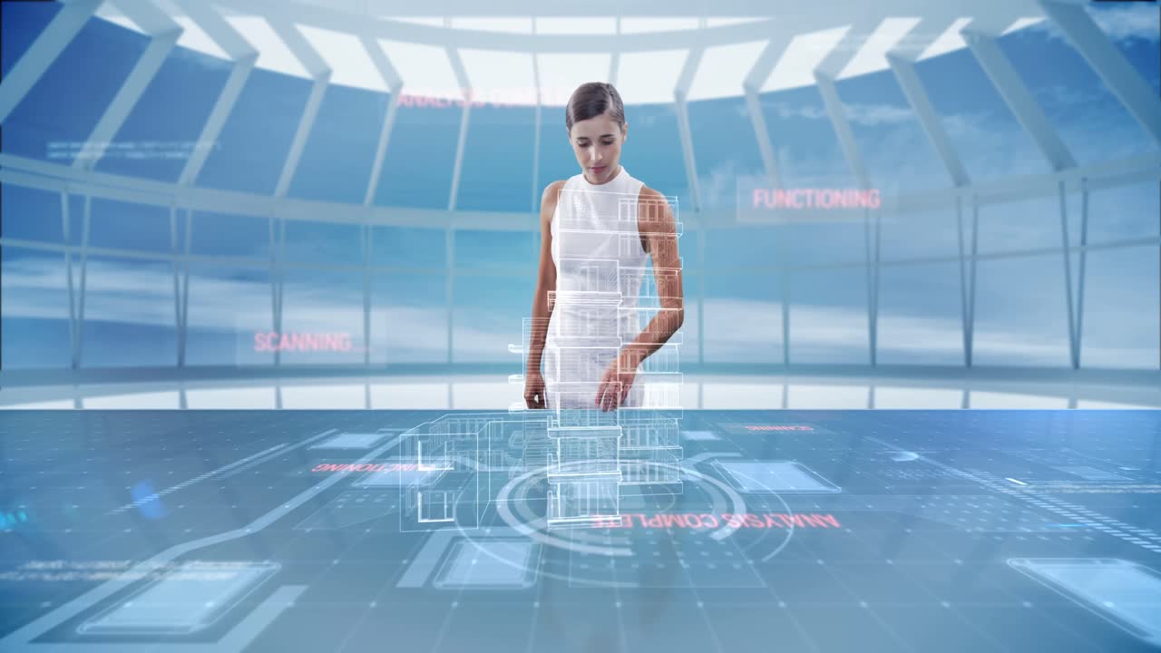 Businesswoman using digital screen