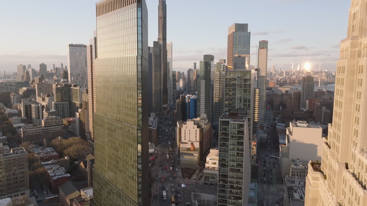 Aerial view of downtown Brooklyn. Shot on a winter afternoon in New York City.