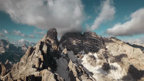 hyperlapse of a mountain with clouds in the dolomites