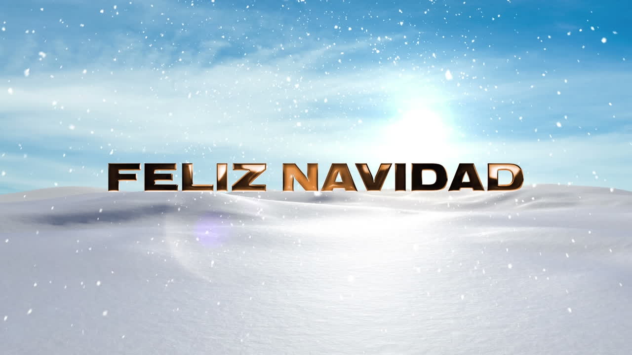 animación de feliz navidad texto y fondo de nieve