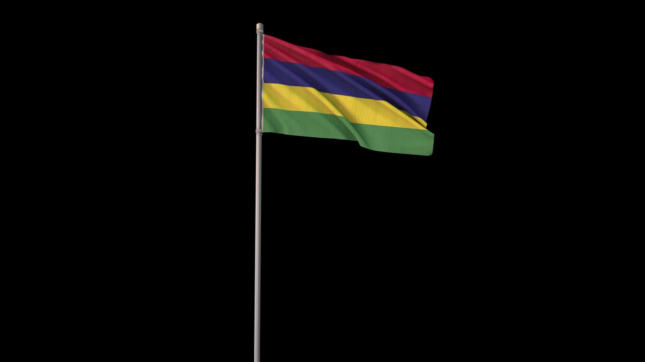 Mauritius flag with Alpha Channel, 4k video is transparent