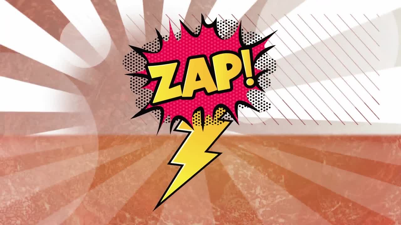 animación de cómic 5 opciones de texto sobre múltiples burbujas de habla cómica con efectos de sonido cómic textos