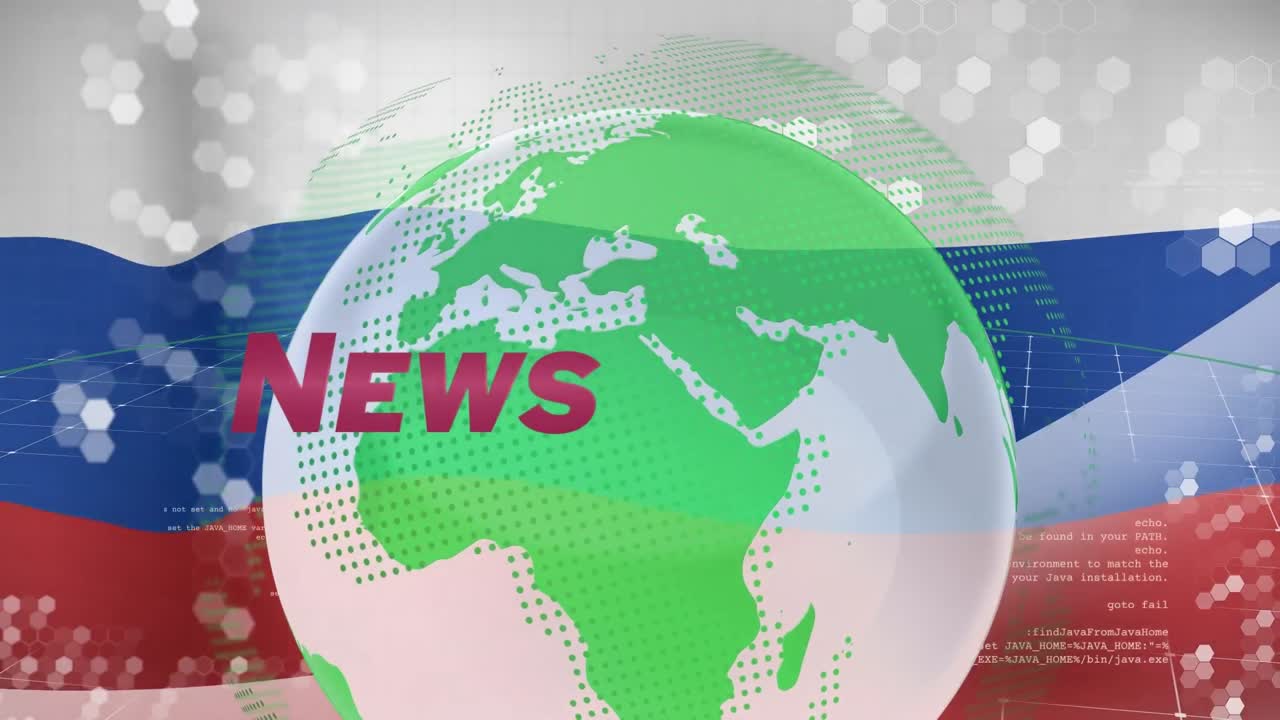 러시아의  ⁇ 발에 대한 글로브와 뉴스의 애니메이션