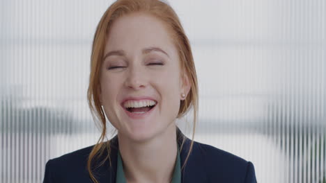 portrait beautiful business woman smiling in modern office happy to be back at work