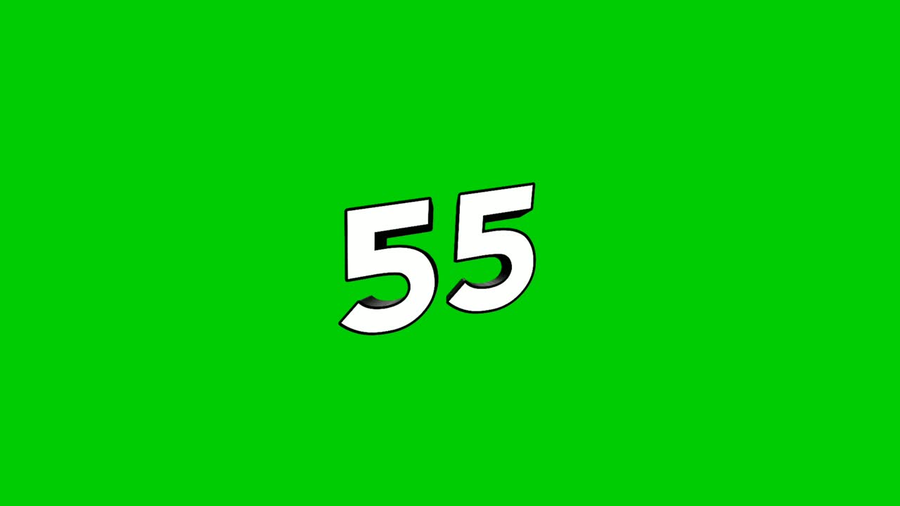 Countdown cartoon animation on green screen