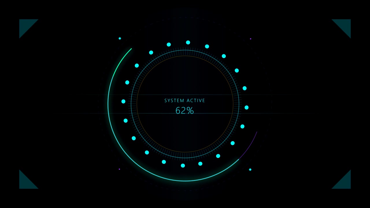 Futuristic Digital Loading Progress Circle with System Active Text