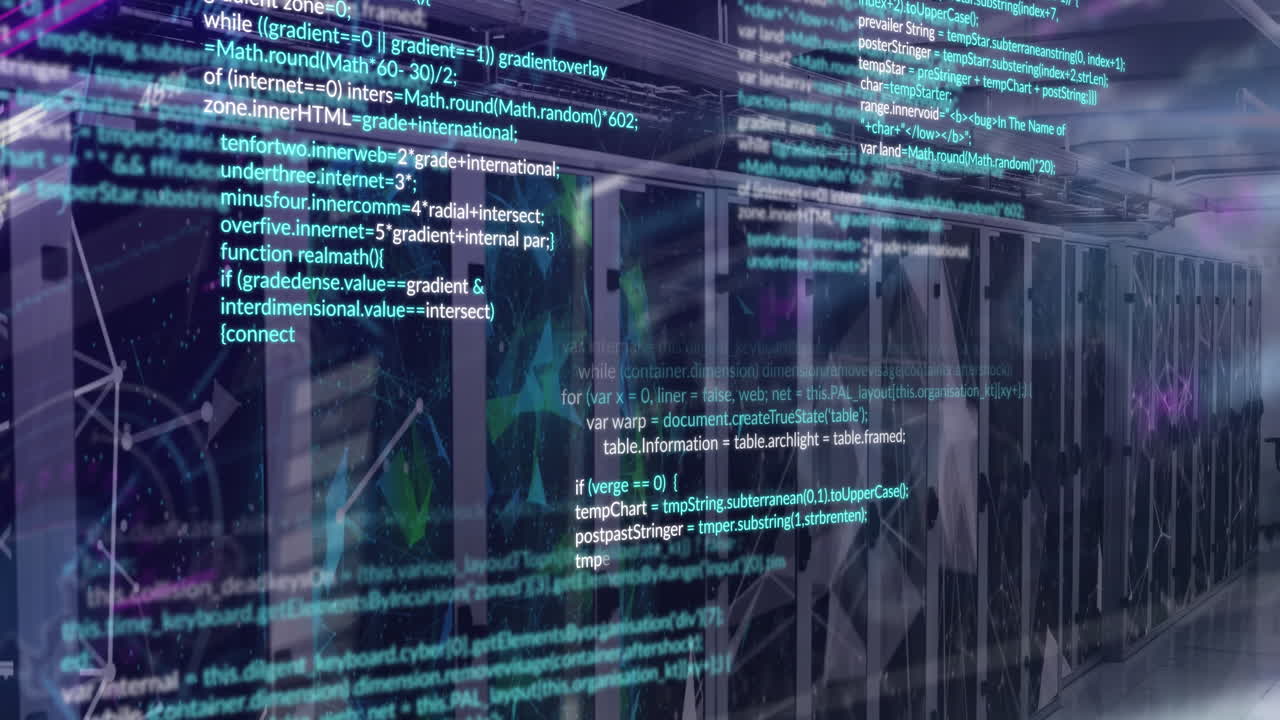 animação do processamento de dados através de servidores informáticos