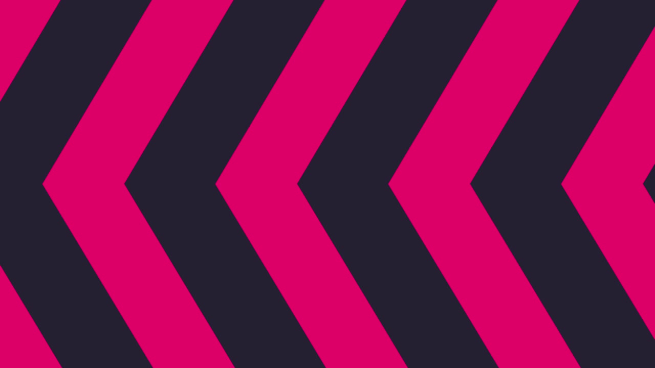 Sømløs loop av bevegelig fuchsia- og mørkegrått chevronmønster.