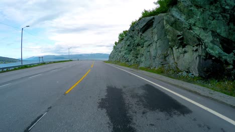 driving a car on a road in norway