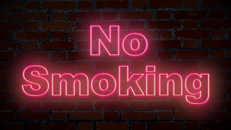 No-Smoking-text-sign-in-illuminate-blinking-neon-color,-with-brick-wall-in-background