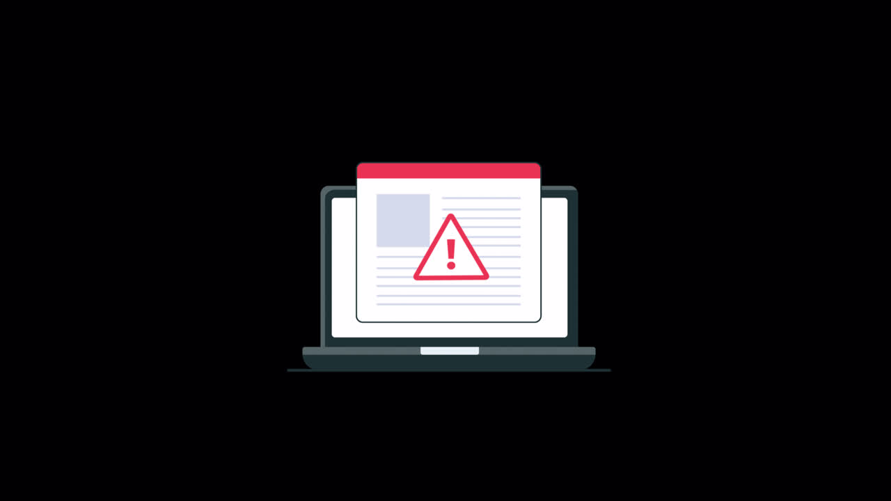 Animated Laptop Displaying an Error Warning Message