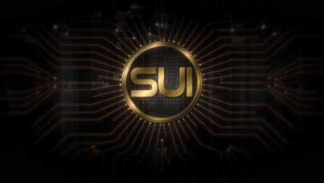 futuristic digital background highlighting advanced cryptocurrency and encryption technology, featuring blockchain networks and secure cryptographic systems : sui