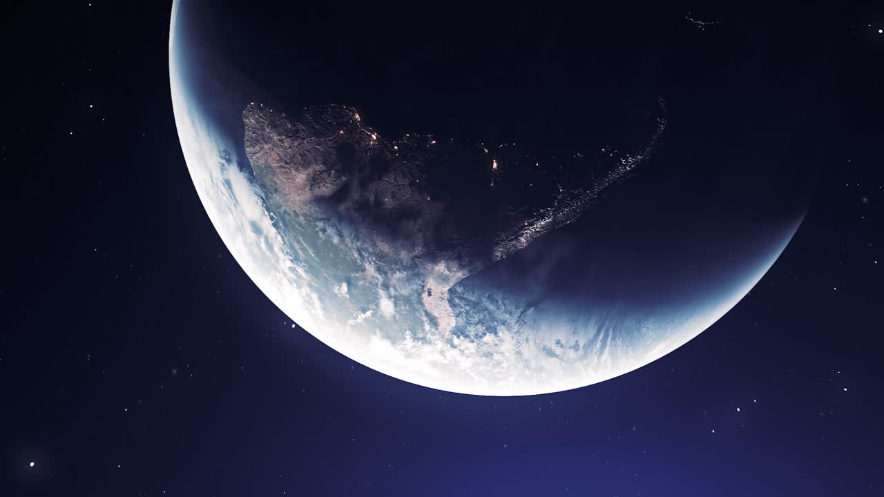 la tierra desde el espacio por la noche