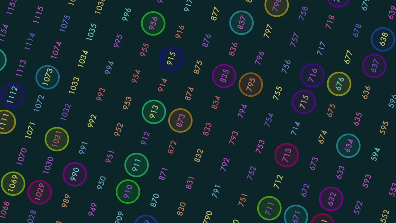 patrón de números aleatorios en movimiento con color neón en degradado negro