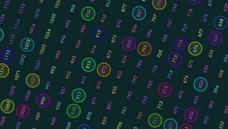 patrón de números aleatorios en movimiento con color neón en degradado negro