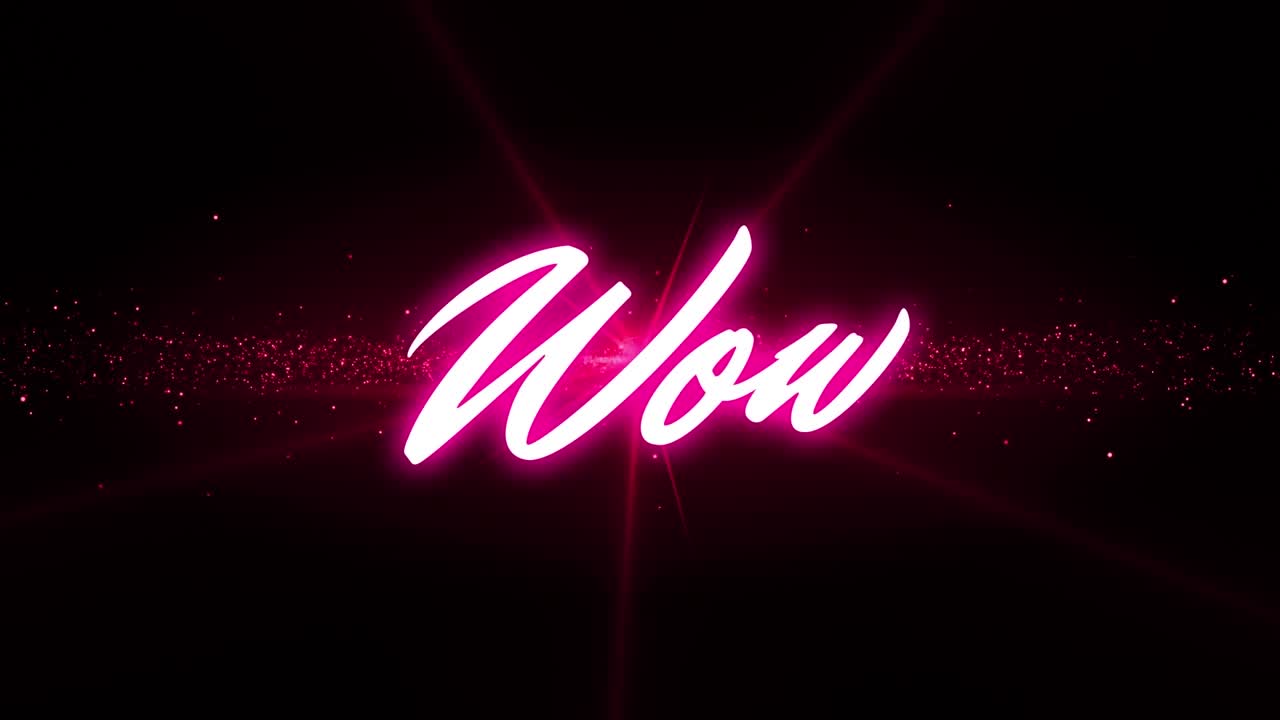 Animazione di 'wow' e luci su sfondo nero