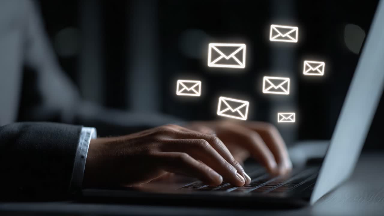 Digital Communication: Engaging with Virtual Mail Through Typing on a Laptop, Highlighting the Importance of Email in Modern Interactions and Efficient Work Practices