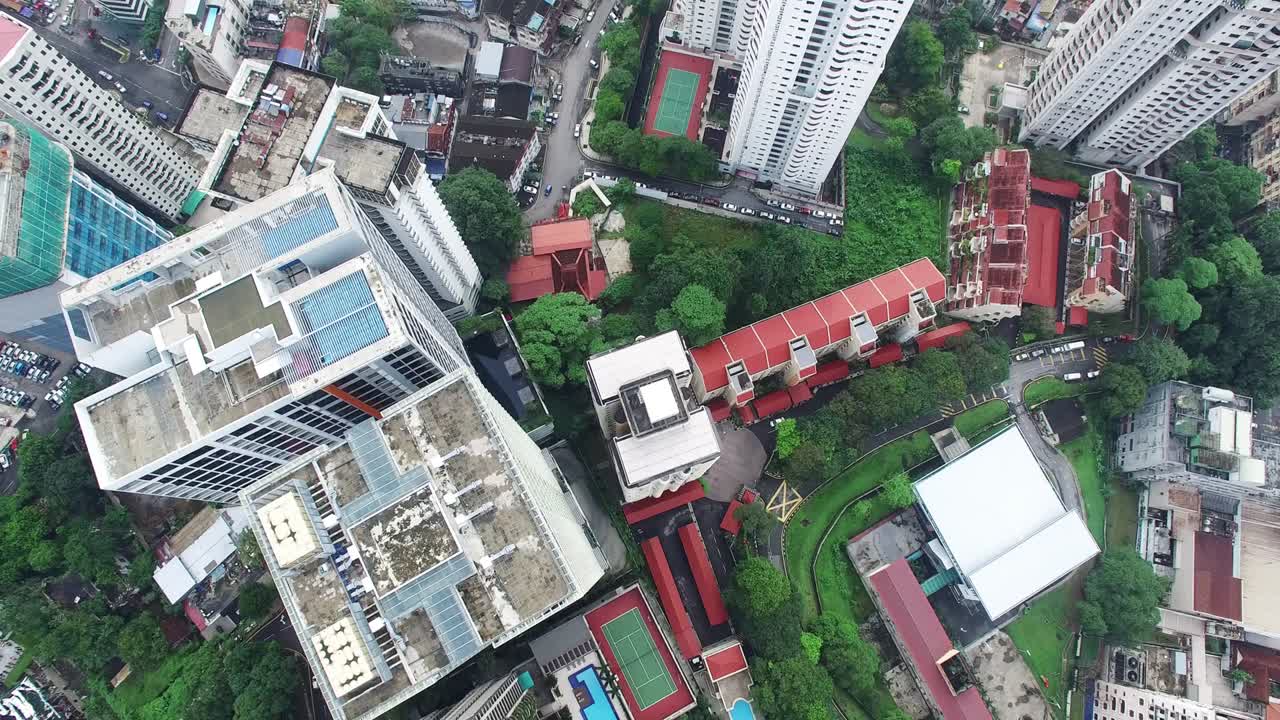 말레이시아의 수도 쿠알라푸르 시의 공중 풍경, 높은 건물.