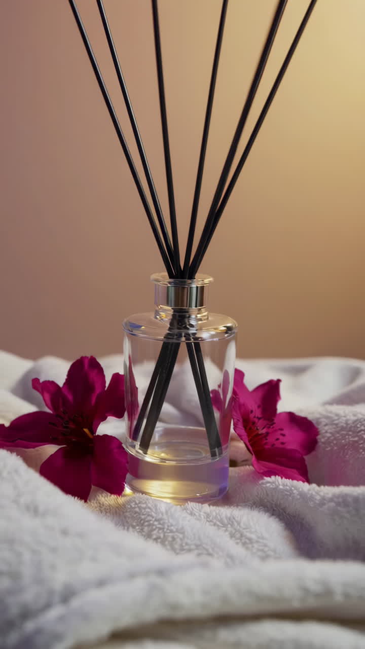 Elegant Aroma Diffuser with Pink Flowers