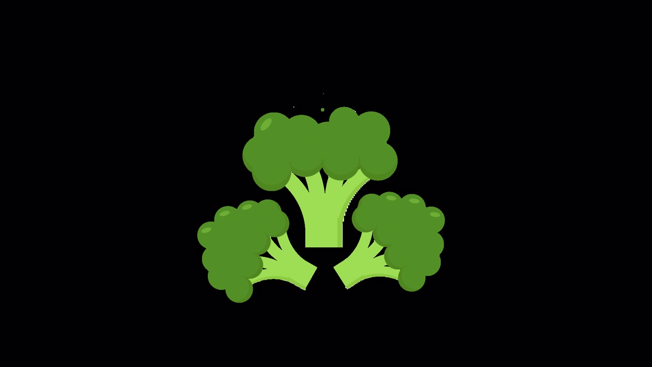Animazione di cimette di broccoli che crescono e si rimpiccioliscono