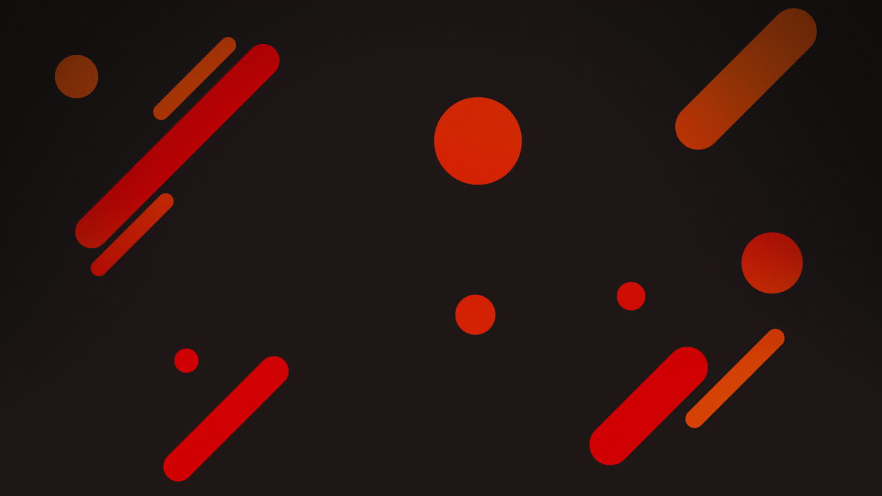 Animating red and orange geometric shapes on black background