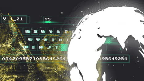 digital data processing animation over globe and binary code