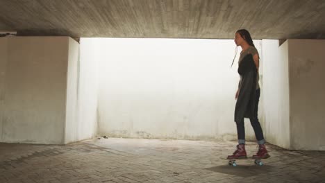 mixed race man skating